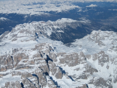 Blick auf die Brenta bei Alpenüberquerung mit dem Heißluftballon
